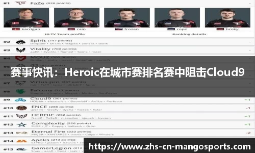赛事快讯：Heroic在城市赛排名赛中阻击Cloud9